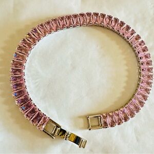 Elegant 18k White Gold & Pink CZ Crystal Bracelet Pretty Bird NEW